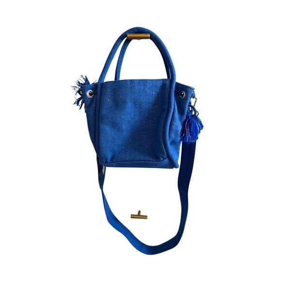 AMERICA & BEYOND Blue Beaded Floral Satchel Crossbody Bag - Picture 4 of 12